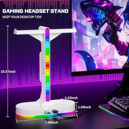 Dual Headphones Stand with Charger for Men, Headset Holder Stand for Desk - Image 5