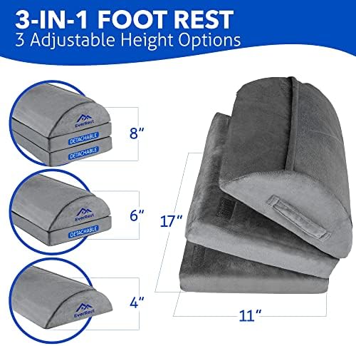 EverRest Foot Rest for Under Desk at Work – 3 Height Adjustable Ergonomic Footrest with Warm Feet Pocket, Firm Support Stool for Office Chair & Gaming, Washable Cover - Image 3