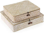 Hipiwe Set of 2 Flat Woven Wicker Basket Bins with Lid Natural Seagrass Box by Hipiwe