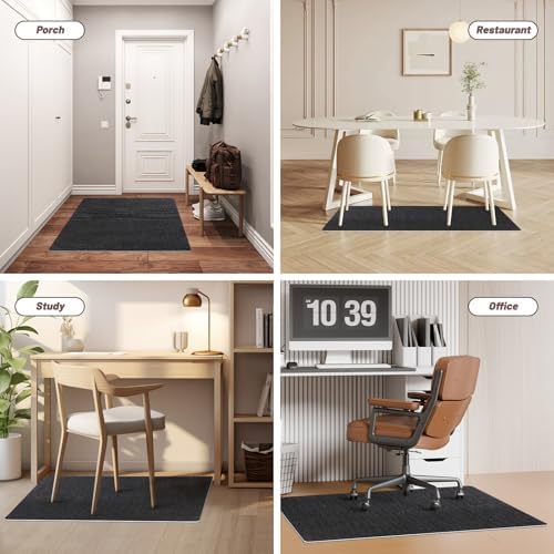 Office Chair Mat - for Hardwood Floors, Large Non-Slip Easy-Clean Floor Protection Blanket (Black, “60 x 48in”). - Image 4