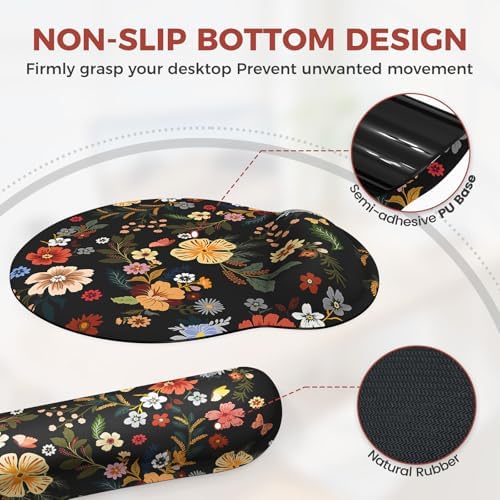 iCasso Desk Cover Mat, 4in1 Floral Large Mouse Pad with Wrist Rest - Image 5