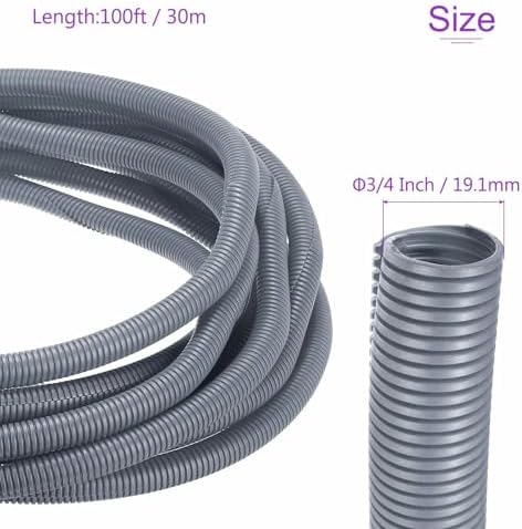 DMiotech 100ft Wire Loom Split Tubing 3/4 Inch(19.1mm) ID Gray - Image 3