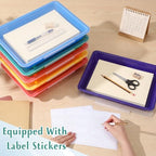 Tinlade 6 Pack Classroom Clear Paper Storage Bins with Lids, Rainbow - Image 5