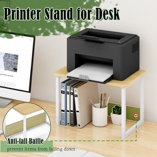 Printer Stand for Desk, 17.1"x12.4" Desktop Printer Stand Shelf Organzier - Image 2