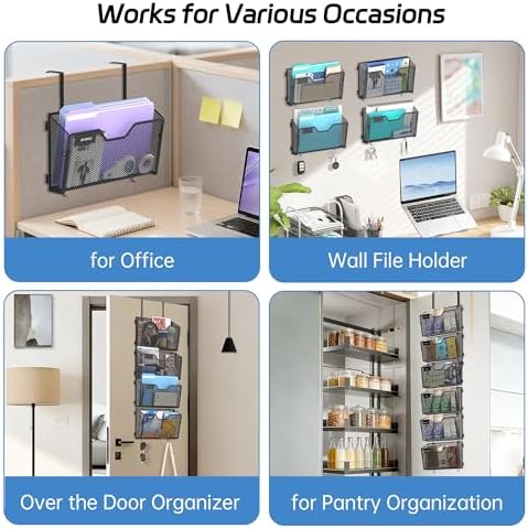 Wall File Organizer, 6 Pack Metal Wall File Holders, Black - Image 7