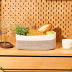 MiniArk Small Storage Baskets for Organizing | Closet Organizer Bins | Shelf Toy Basket | Woven Rope Baskets | Cube Decorative Box | Shallow Basket | 11.5x7.5x4.7” | 4 Packs White Brown - Image 5