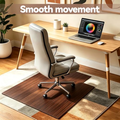 36" x 48" Office Bamboo Chairmat for Carpet Floor – Premium Quality, Anti-Slip, 5mm Thick – Ideal Low Pile Carpet Protector for Home Office & Commercial Workspace (Walnut Color) - Image 7