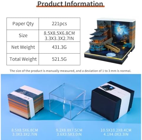 3D Art Calendar Memo Pad 2027,Desk Time Piece Calendar 3D Riverside Pavilion Notepad Creative Rip Away Calendar Paper Carving Note - Image 6