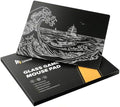 Glass Gaming Mouse Pad, 5.0 Nano Etched Surface, Custom PU Non Slip Base, Esports Level Speed & Precision, Tempered Glass, Waterproof & Durable, 490mm*420mm Large Size for FPS Gaming (Black Waves) by Unknown