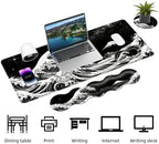 Keyboard Mouse Pad Set, Extended Gaming Mouse Pad+Ergonomics Keyboard Wrist Rest Support, Memory Foam, Easy Typing Pain Relief, 4Pcs XL Ultra Thick Desk Mat,Black and White Great Wave - Image 3