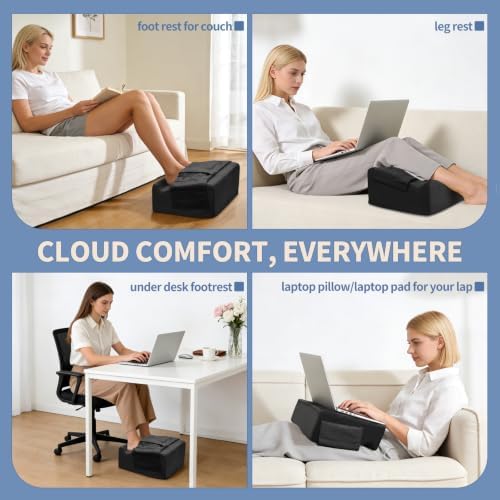 Under Desk Footrest with Rocking Base & Warming Cover, Black Velvet - Image 3