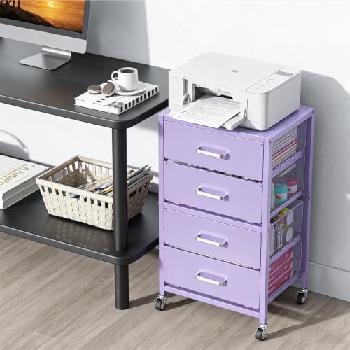 4-Drawers Metal Rolling Cart, Utility Storage Cart with Wheels - Image 2