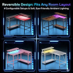 Bestier 42-Inch L-Shaped Computer Desk with Charging & LED, Black - Image 5