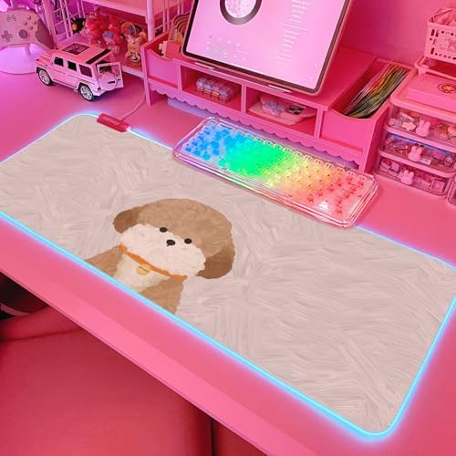 JMIYAV Pink RGB Gaming Mouse Pad 31.5x12 Inch PC XL Large Extended Glowing Led Light Up Desk Pad Non-Slip Rubber Base Computer Cute Mousepad Mat Desk Accessories Gaming Setup 51-2 by JMIYAV