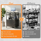 Mobile AV Cart, Adjustable Height Rolling Computer Cart with Pullout Keyboard Tray – Locking Cabinet, 3 Outlets & 2 USB Ports, Lock Brake Casters–Media Utility Cart on Wheels for Home/Office - Image 6