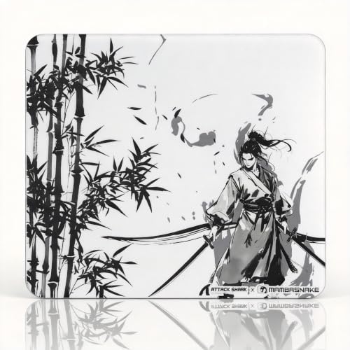 ATTACK SHARK CM05SE Glass Gaming Mouse Pad for FPS & Esports, Nano-Etched Tempered Glass Surface,Ultra-Smooth Low Friction Hard Mousepad,Waterproof Large Desk Mouse Mat for PC Setup,Ink Samurai by ATTACKSHARK