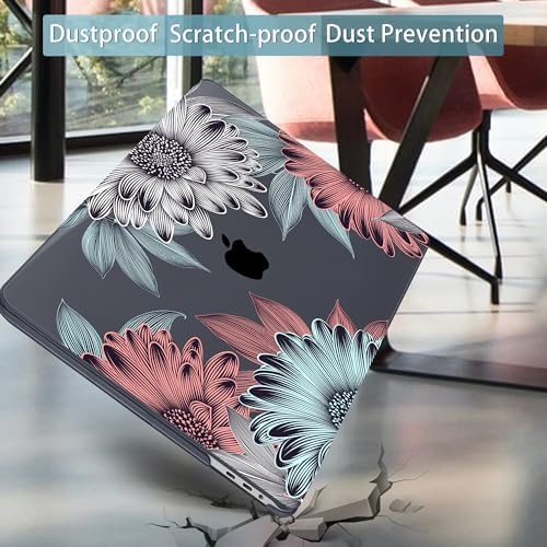 Mektron for MacBook Pro 16 inch A2141 Case 2020 2019 Release with Retina Display & Touch Bar & Touch ID, Blooming Chrysanthemums Plastic Hard Shell Cover Keyboard Skin Screen Protector Dust Plug - Image 6