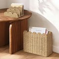AELS Hand Woven Scalloped Basket Set of Mail Organizer and Magazine Holder, Coastal Style Mail Holder and Floor Magazine Rack, Boho Modern Farmhouse Book Basket Newspaper Bill Mail Sorter for Office by AELS