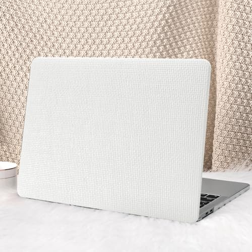 Seorsok Compatible with MacBook Pro 16inch Case 2026-2021 M5 M4 M3 M2 M1 A3429 A3428 A3403 A3186 A2780 A2485,Elegant Fabric Leather Plastic Hard Shell Case&Keyboard Cover,White Woven No Logo Cutout by Seorsok