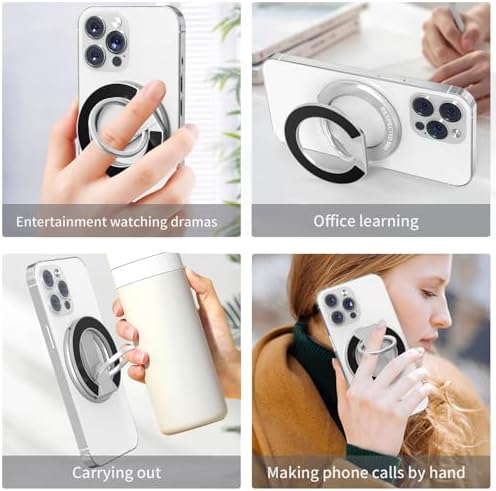 RESPECTED BRO Magnetic-Phone-Ring-Holder with Dual Rings, Compatible with iPhone 17/16/15/14/13/12, Multifunctional Stand for Desk,Office,Gym,Kitchen & All Metal Surfaces, Finger Loop Grip (Silver) - Image 3
