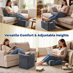 Foot Rest for Under Desk at Work, Ergonomic 2-in-1 Footrest Stool with 3 Adjustable Heights, Wave Contoured Foam Leg & Feet Support Cushion with Washable Velvet Cover for Office Chair, Gaming, Car - Image 7