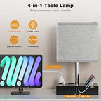 Kakanuo Grey Bedside Table Lamps Set of 2 - Dimmable, USB C+A, 2 AC Outlets - Image 2