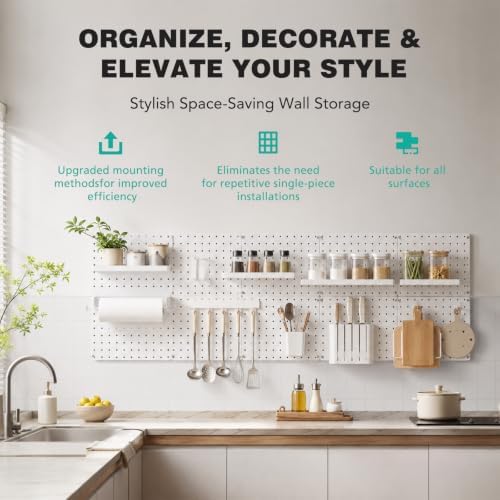 12 Pcs Peg board, Pegboard Wall Organizer Panels, White Pegboard - Image 6