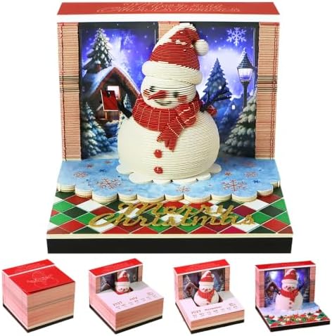 3D Calendar 2027,Time Piece Calendar 2027 With LED Lights,3D Art Calendar Memo Pad,Snowman Desktop Decoration,Tear-Away 3D Paper Art Notepad,Christmas Gift,New Year Gift(Cute Little Snowman) by WelcomeHOTOYMDS%EF%BC%81