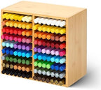 MEEDEN Bamboo Marker Holder Organizer: Holds 126 Pens with 18 Compartments by MEEDEN