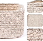 MiniArk Small Storage Baskets for Organizing | Closet Organizer Bins | Shelf Toy Basket | Woven Rope Baskets | Cube Decorative Box | Shallow Basket | 13x8.5x5.1” | 4 Packs Mixed Brown - Image 2