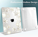 DONGKE for MacBook Air 13 Inch Case M5 2026 M4 2025 M3 M2 2024-2022 A3449 A3240 A3113 A2681, Plastic Hard Shell & Keyboard Cover & Screen Film for MacBook Air 13.6 Inch Case - Golden Floral - Image 4