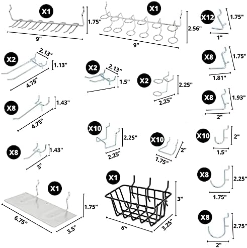 Hiltex 53108 100 Piece Metal Peg Board Hooks and Accessories Set, Pegboard Hooks Assortment, Bins & Hooks for Crafts, Organizer for Garage, Peg Board Tool Utility Hook, 1/4 Pegboard Hooks Accessories - Image 2