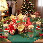 SiliFine 6 Pcs Christmas Glass Cups with Lid and Glass Straw 16 oz Holiday Iced Coffee Cup Xmas Can Shaped Beer Water Glasses Tumbler Christmas Appreciation Gifts for Xmas Party Favors - Image 5