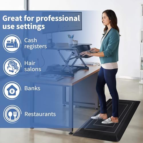 UKISS 9/10"" Extra Thick Cushioned Anti Fatigue Kitchen Mat, Waterproof High Density Foam Standing Desk Mat, Non-Slip Ergonomic Comfort Mat for Kitchen, Office,Workstation Black (Black, 20" X 39") - Image 7