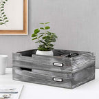 MyGift Ash Gray Wood Paper Tray Organizer, Stackable File Trays Set of 2 - Image 3