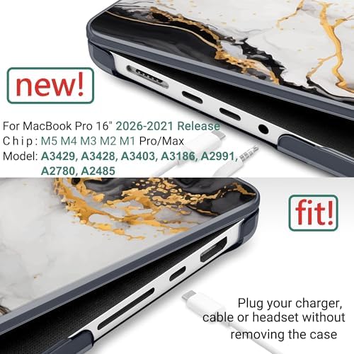 DONGKE Compatible with MacBook Pro 16 Inch Case (2026-2021 Release, M5 M4 M3 M2 M1 Pro/Max Chip), Plastic Hard Shell Cover with Keyboard Cover & Screen Protector for MacBook Pro 16", Abstract Marble - Image 2