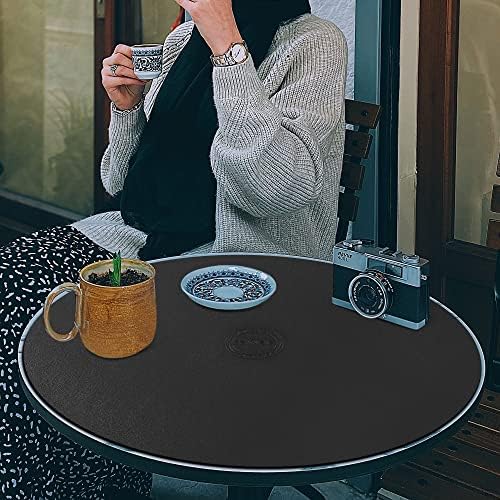 CENNBIE 42 Inches Round Table Mat - Cork Leather Table Pad (Black) - Image 6
