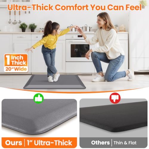 1-Inch Thick Anti-Fatigue Mat for Kitchen and Standing Desk, 20"x32", Grey - Image 6
