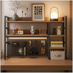 Desktop Bookshelf, pegboard Storage and Organization Rack, Dorm Desk Shelf, Desk Hutch, Desktop Storage for Office, Study, Student Display Rack,Desktop Shelves (Black+Walnut 37.4" Lx9.9 Wx37 H) by Unknown