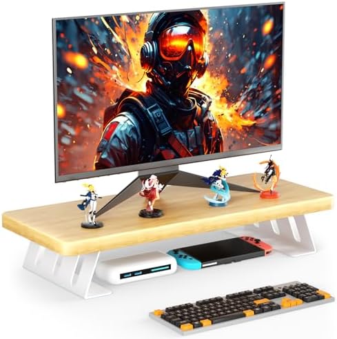 Monitor Stand Riser, 24 Inch Wood Desk Monitor Riser for Laptop/PC/Printer by NestNeatHome