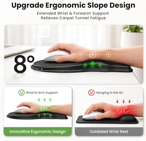 Ergonomic Mouse Pad with Wrist Rest, Extended Forearm Support - Image 3