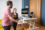 Rocelco 37.5" Deluxe Height Adjustable Standing Desk Converter - Quick Sit Stand Up Dual Monitor Riser - Gas Spring Assist Computer Workstation - Large Retractable Keyboard Tray - White (R DADRW) - Image 4