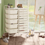 LDAILY 15 Drawer Rolling Storage Cart, Rolling Cart with Drawers for Classroom, Art Supply Craft Organizer on Wheel with Metal Frame & Handles for Home Office School - Image 2