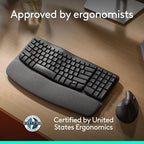 Logitech Wave Keys Ergonomic Wireless Keyboard with Palm Rest - Graphite - Image 5