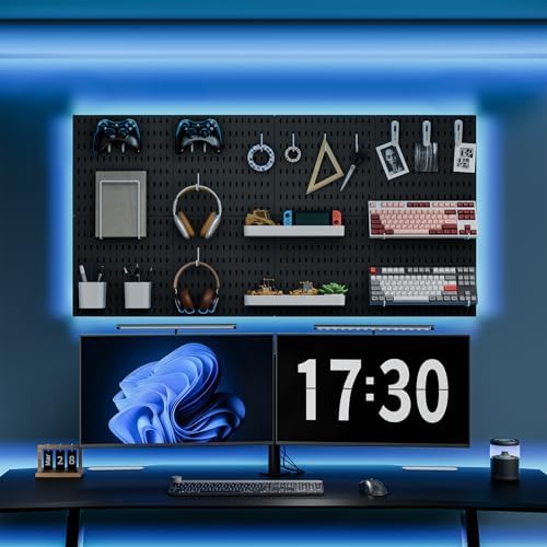 MULSAME Pegboard Combination Kit, Wall Mounted Storage Set with 4 Pegboards & 14 Accessories Hanging, Black Peg Boards Organizer for Walls Display, Crafts Organization, Kitchen Organizer, 22" x 22" - Image 2