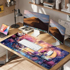 4 in 1 Large Mouse Pad, Keyboard Wrist Rest Set, Ergonomic Mouse Pad with Wrist Support, Desk Mat with Stitched Edges, Extended Desk Pad Waterproof Desk Mat for Home Office I Blossom Purple Flower - Image 7