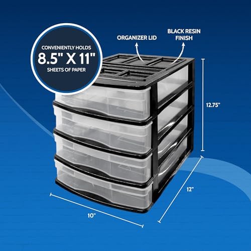 Gracious Living 4-Drawer Desktop/Countertop Storage Organizer, Black/Clear - Image 3