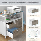 Tribesigns Modern File Cabinet with Drawers for Letter-Sized File and Door, Lockable lateral Filing Cabinet Printer Stand with Storage Shelves and with Rolling Caster for Home Office (Oak) - Image 6