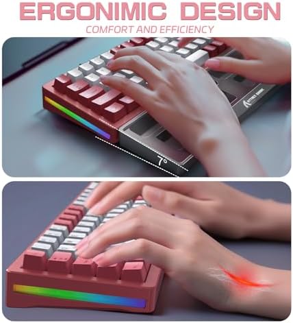 Acrylic Gaming Keyboard Wrist Rest Pad,CNC Process Clear Wrist Rest for Computer Keyboard,Office,PC Gaming,Laptop,Mac,Comfortable,Lightweight,Ergonomic-2 in 1 Pink - Image 4
