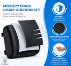 2-in-1 Memory Foam Seat Cushion & Lumbar Support Set | Ergonomic Office Chair Cushion for Tailbone, Sciatica & Help Back Pain Relief | Non-Slip Coccyx Pad, Washable Cover, Adjustable Strap - Image 7